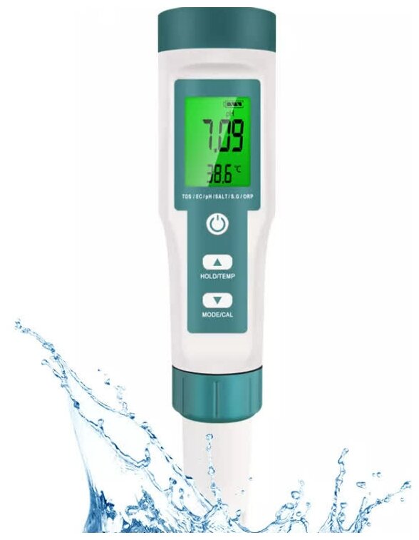 Тестер качества воды Veker PH129BL (PH, PPM, TDS, ОВП, жесткость, температура, соленость)