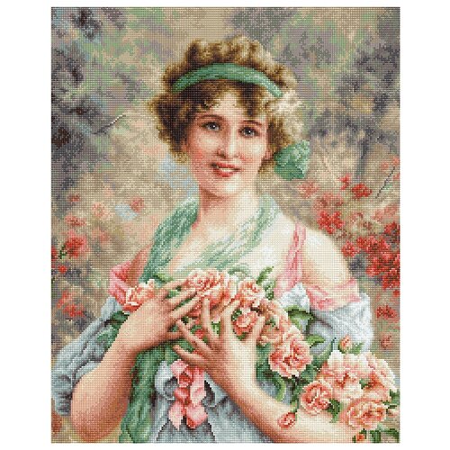 фото Набор для вышивания девушка с розами, luca- s 28,5 х 35,5 см ( b553 ) luca-s