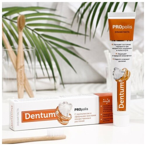 Зубная паста Dentum с прополисом и эфирными маслами лекарственных растений, 90 г Dentum 7672451 .  - купить со скидкой