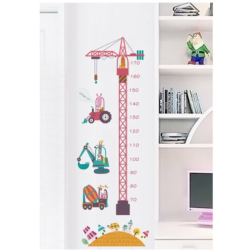 Ростомер детский с наклейками «Строительный кран», ПВХ-пленка