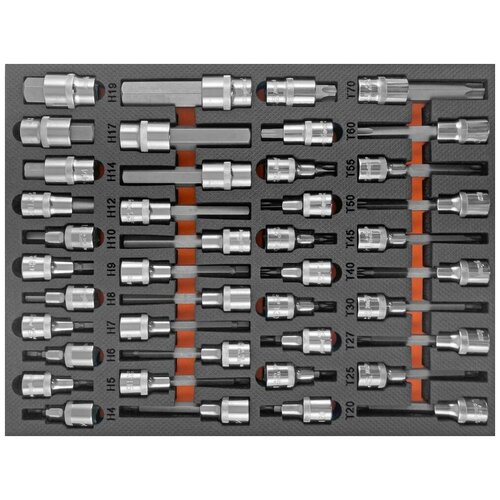 насадка торцевая 1 2 dr с вставкой битой torx т60 ombra 112960 Набор головок со вставкой Hex/Torx 42 пр. 1/2 H4-H19/T20-T70 в EVA ложементе 280х375 мм Ombra OMT42STE