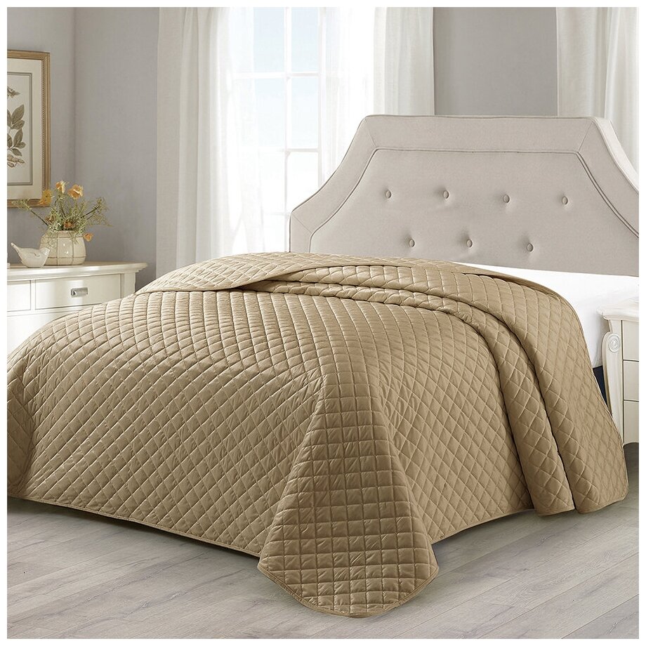 Покрывало ЕВРО BRAVO велюр стеганое 240x260 см коричневый