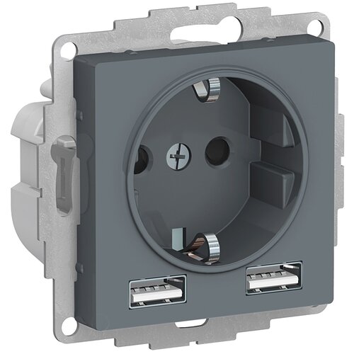 ATN000730 SE AtlasDesign Грифель SO + USB Розетка A+A, 5В/2,4А, 2х5В/1,2А, механизм