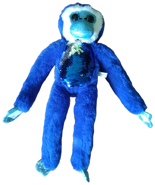 Мягкая игрушка плюшевая обезьянка, с пайетками , 40 см, синяя