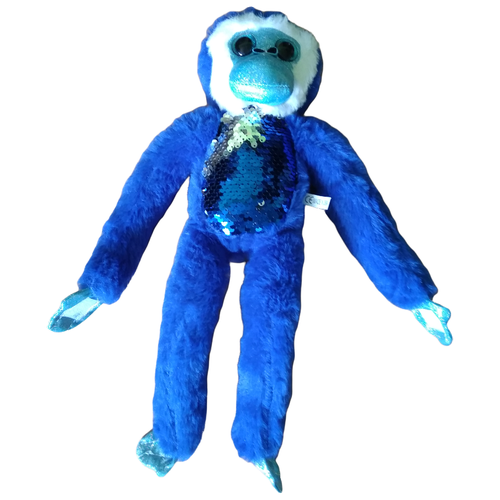 фото Мягкая игрушка плюшевая обезьянка, с пайетками , 40 см, синяя sbtoys