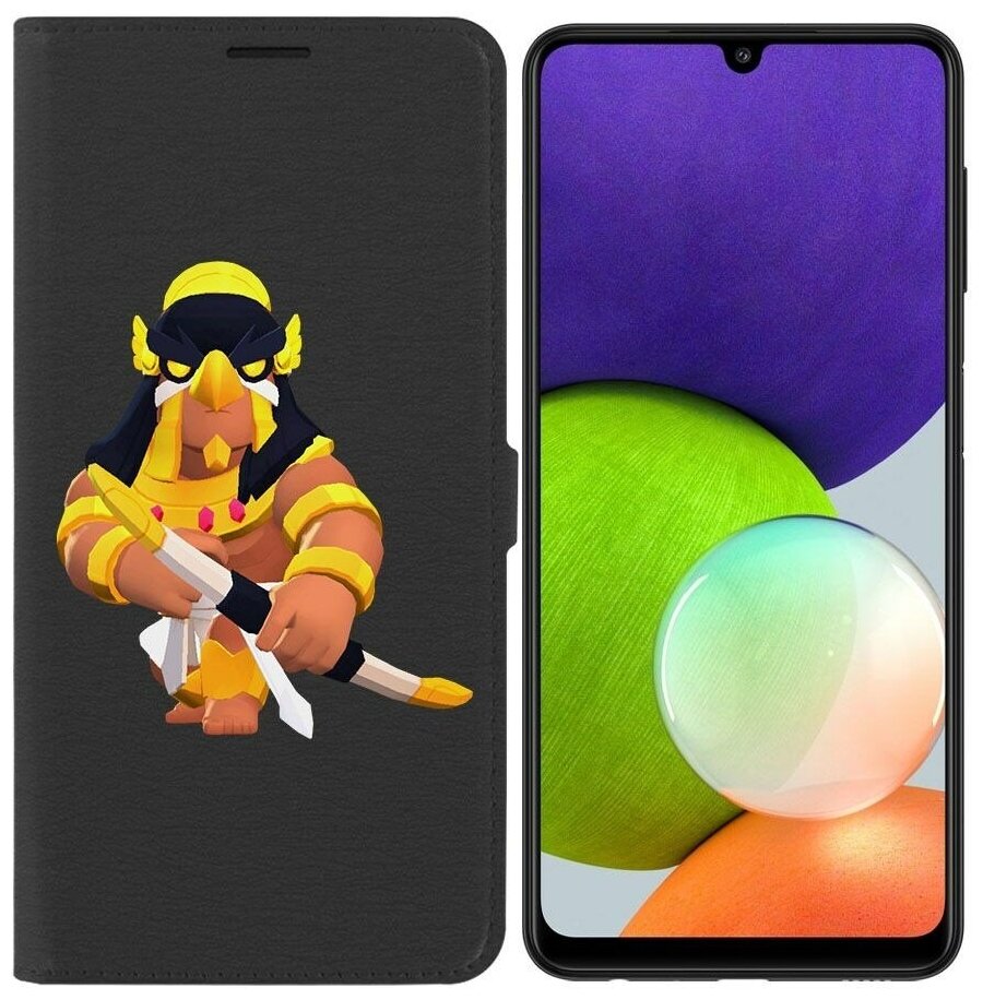 Чехол книжка Krutoff Эко Book для Samsung Galaxy A22 4G (A225) Brawl Stars-Бо Хорус (черный)