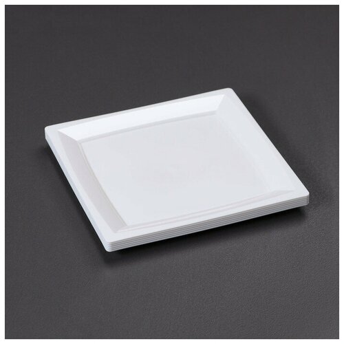 Набор одноразовых тарелок, 17,2x17,2 см, квадратные, плоские, 6 шт, цвет белый./В упаковке шт: 1