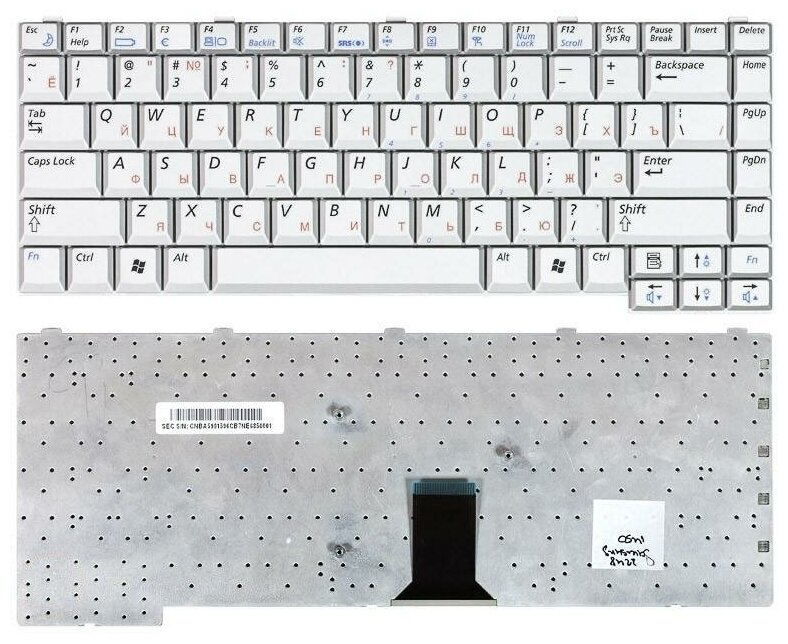 Клавиатура для ноутбука Samsumg BA59-01596D серебристая