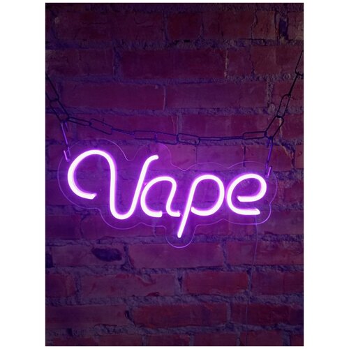 Вывеска неоновая VAPE, размер 18х36 см., фиолетовый