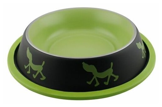 Миска для животных FOXIE Uni-Tinge Non Skid Bowl металлическая 400мл зеленая