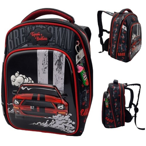 Школьный рюкзак для мальчика Машина В2,Ранец школьный каркасный,Портфель школьный,Рюкзак для мальчика,Рюкзак с 3Д рисунком.