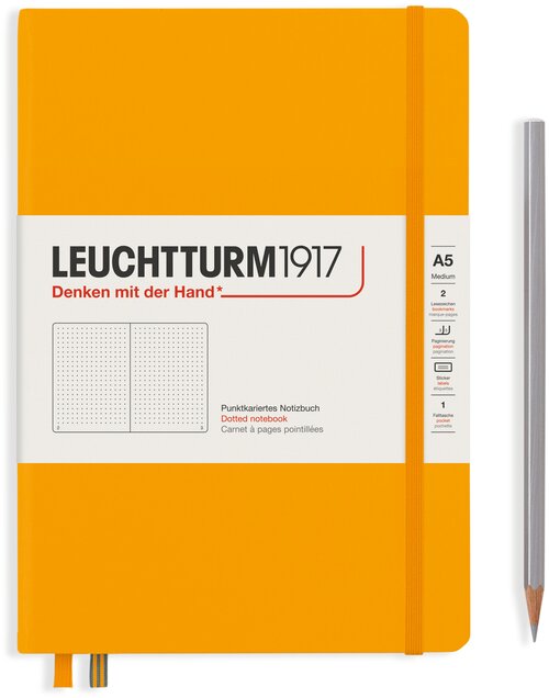 Записная книжка блокнот Leuchtturm Medium A5 Rising Colours в точку, тёплый жёлтый