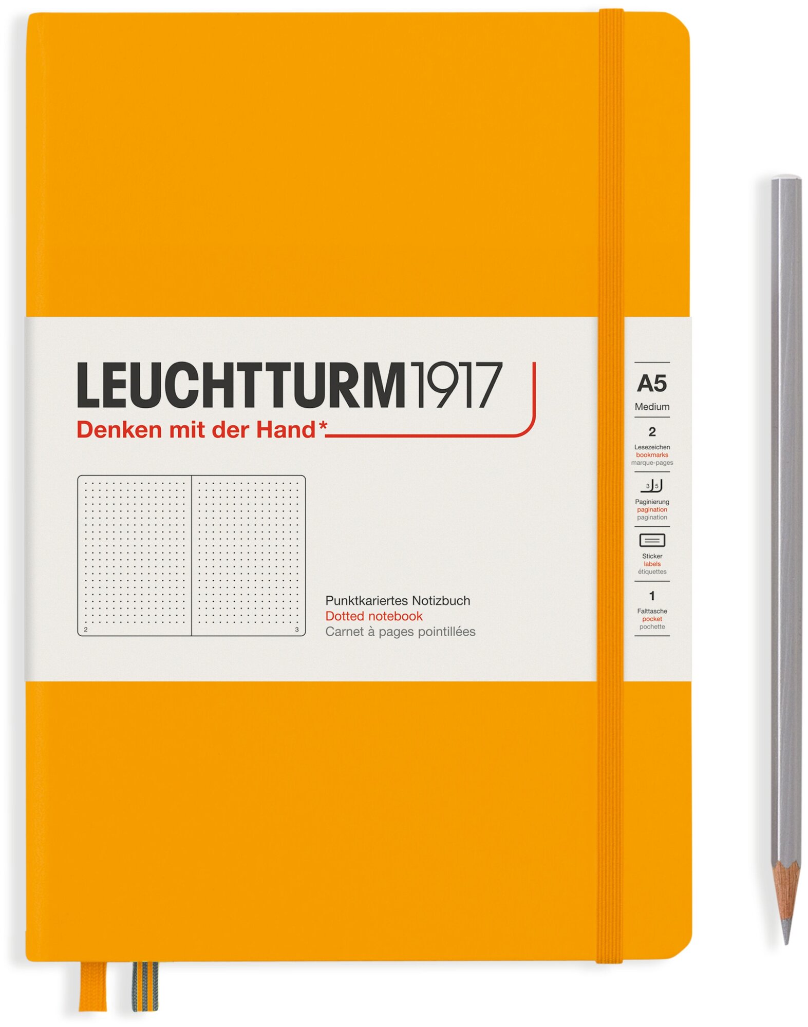 Записная книжка Leuchtturm Rising Colours А5 в точку теплый желтый 251 стр.