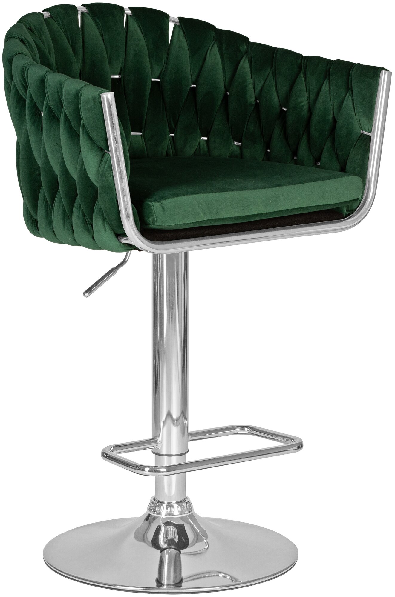 Стул барный MARCEL LM-9692 цвет сиденья зеленый велюр (MJ9-88), цвет основания хромированная сталь