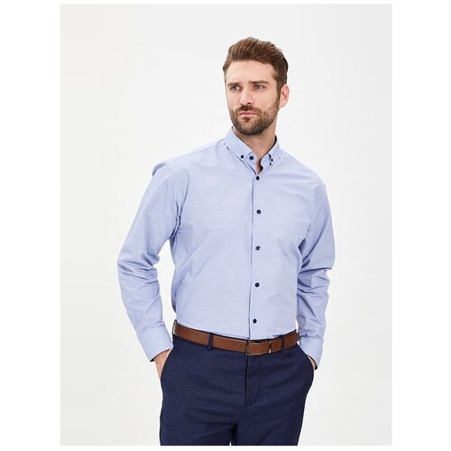 фото Рубашка мужская длинный рукав greg 224/119/mak/b/1, прямой силуэт / сlassic fit, цвет голубой, рост 174-184, размер ворота 42