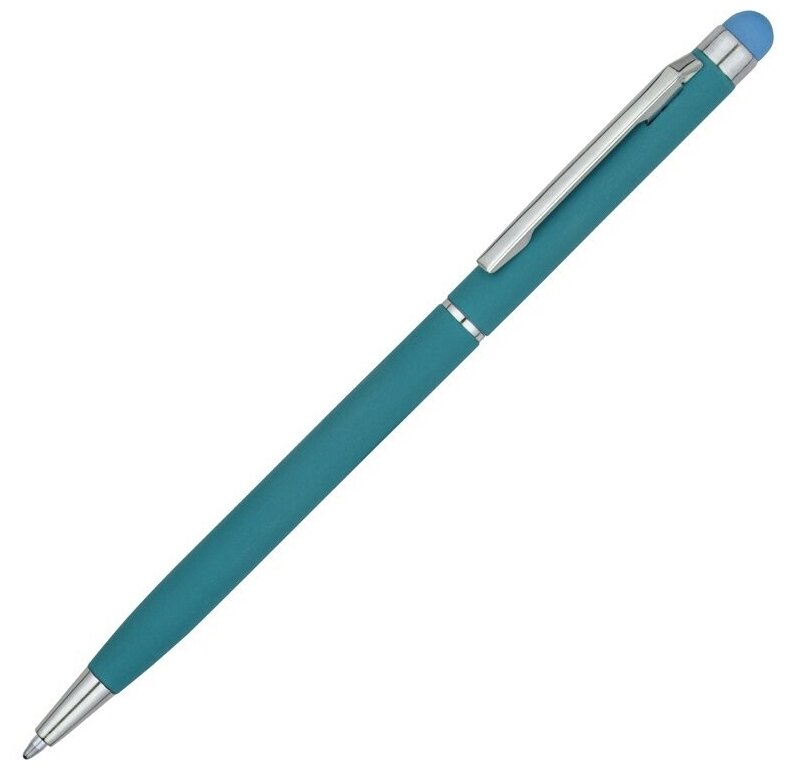 Ручка-стилус шариковая Jucy Soft с покрытием soft touch бирюзовый