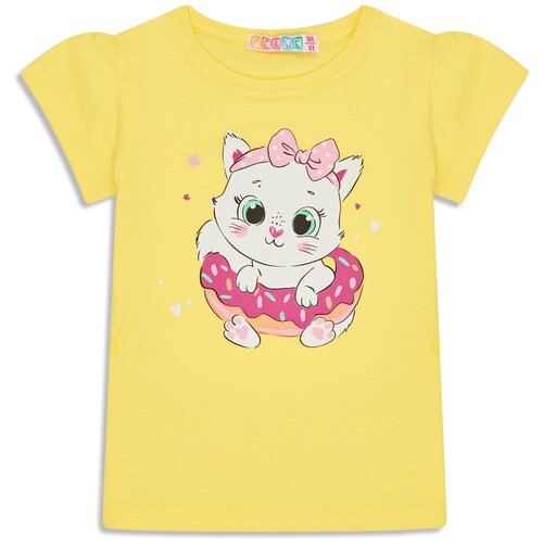Детская трикотажная футболка с коротким рукавом для девочек Me &We цв. Желтый р. 110