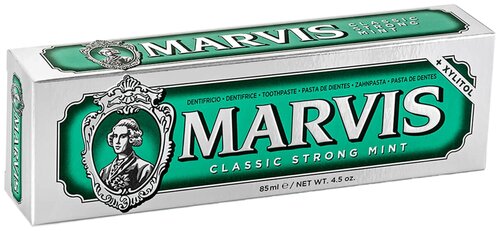 Зубная паста Marvis Classic Strong Mint, 85 мл, 147 г, белый-зеленый