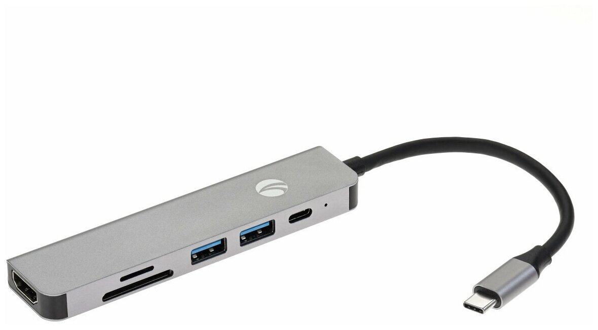 VCOM Telecom Концентратор USB Type-C VCOM Telecom CU4371 2 х USB 3.0 USB Type-C SD HDMI серебристый