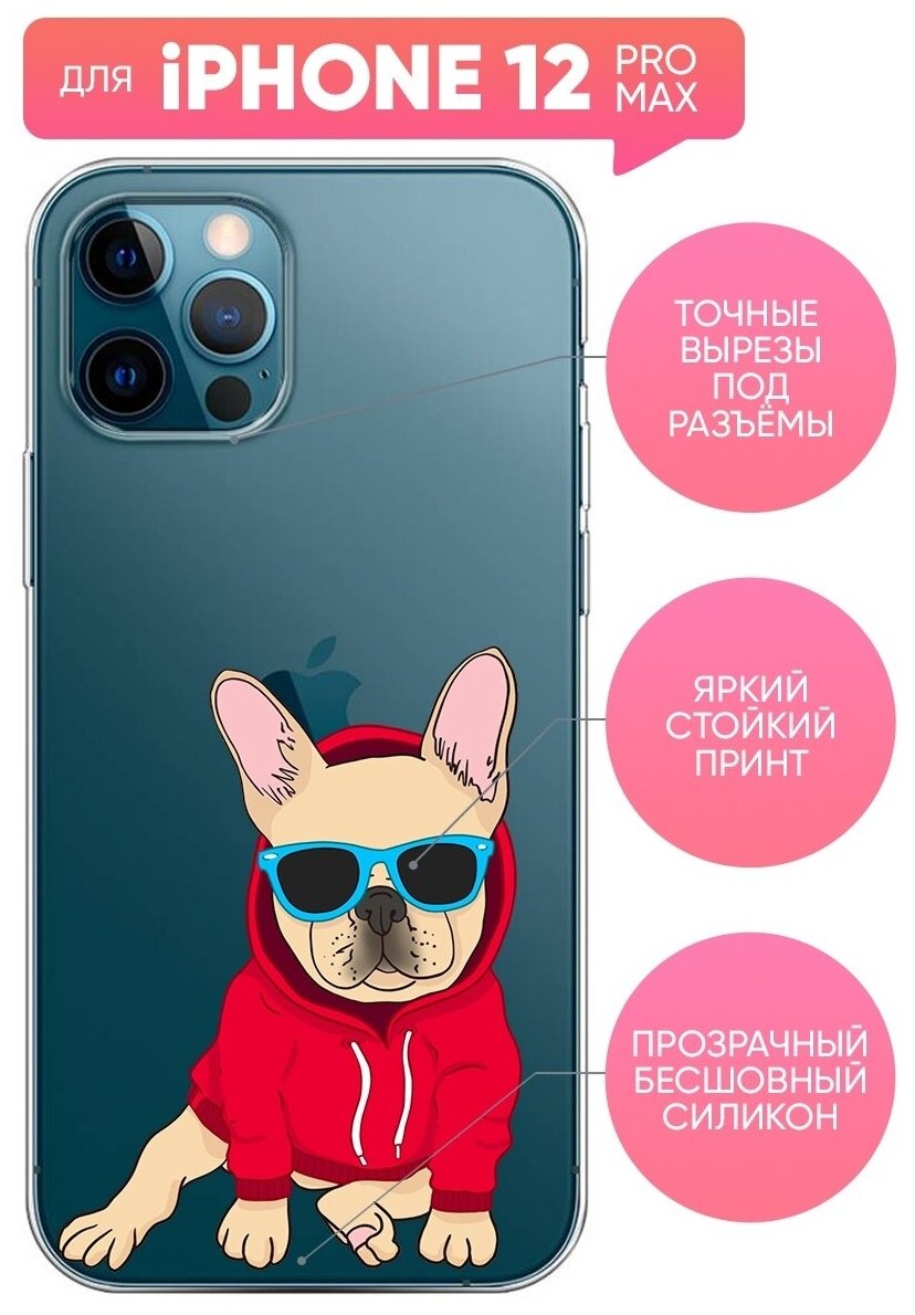 Чехол (накладка) Vixion силиконовый для iPhone 12 Pro Max / Айфон 12 Про Макс Французский бульдог