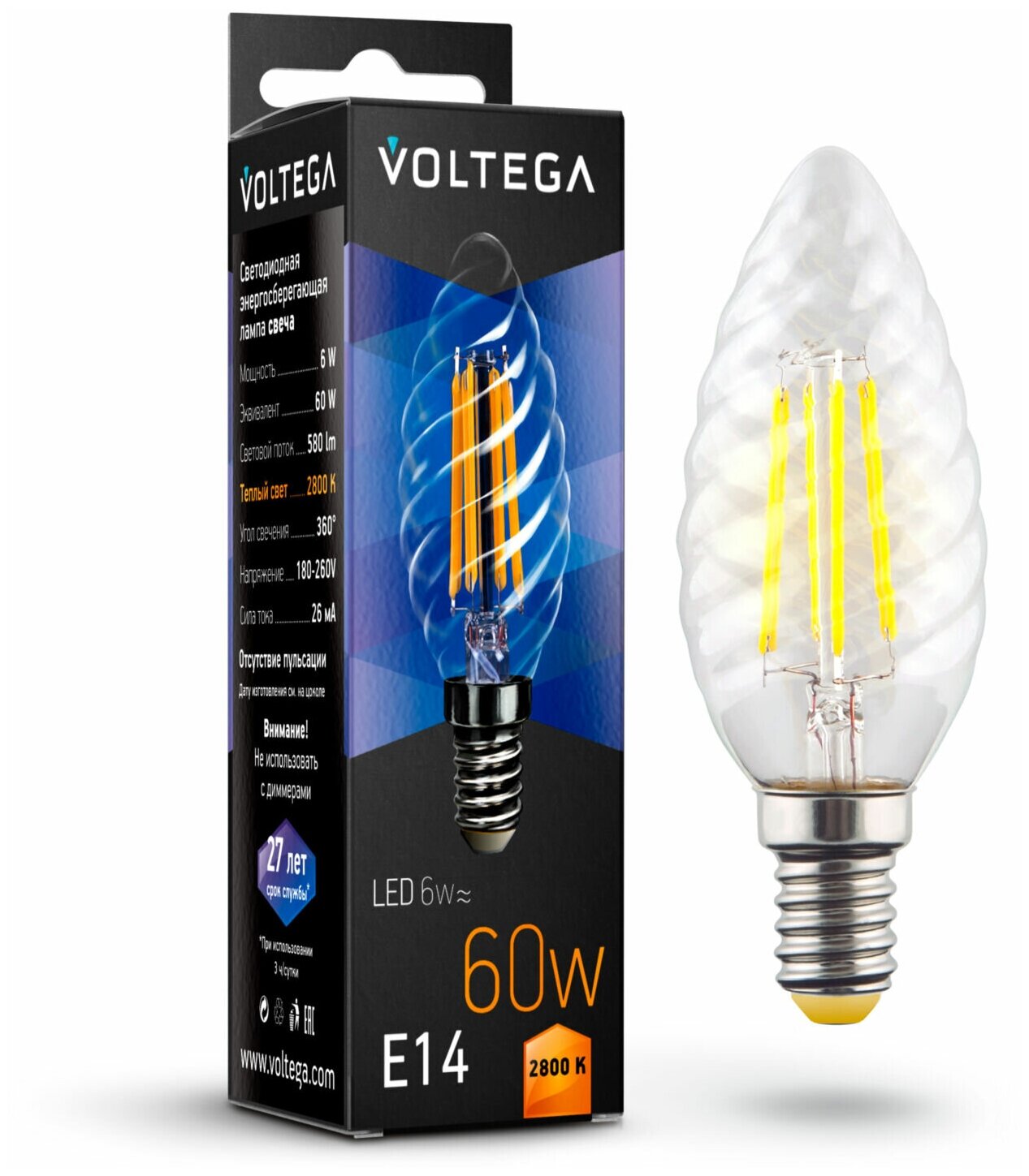 Лампочка Voltega LED E14 6W 7027