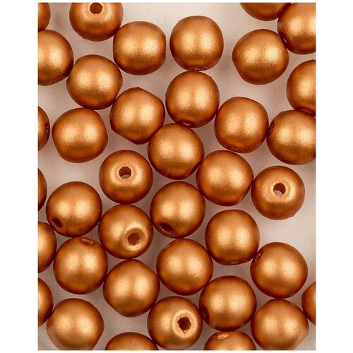 Стеклянные чешские бусины, круглые, Round Beads, 4 мм, цвет Alabaster Metallic Copper, 50 шт.