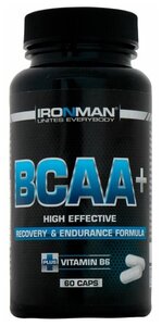 Фото Аминокислоты IRONMAN BCAA Плюс, 60 капсул / Спорт питание БЦАА / Для мужчин и женщин, похудения и набора мышечной массы