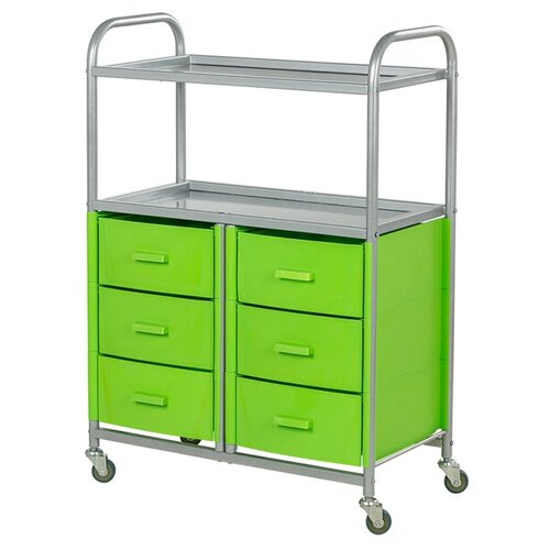 Стеллаж для ванной комнаты GiroCo Oliva салатовый металлический/Стеллаж узкий с ящиками напольный, 6 ящиков, 34,5х67х95 см