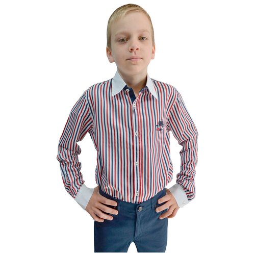 Школьная рубашка TUGI, размер 158, красный, синий