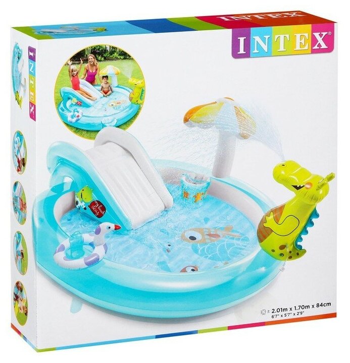 Центр игровой Intex Крокодильчик, с горкой и игрушками, 201*170*84 см - фотография № 2