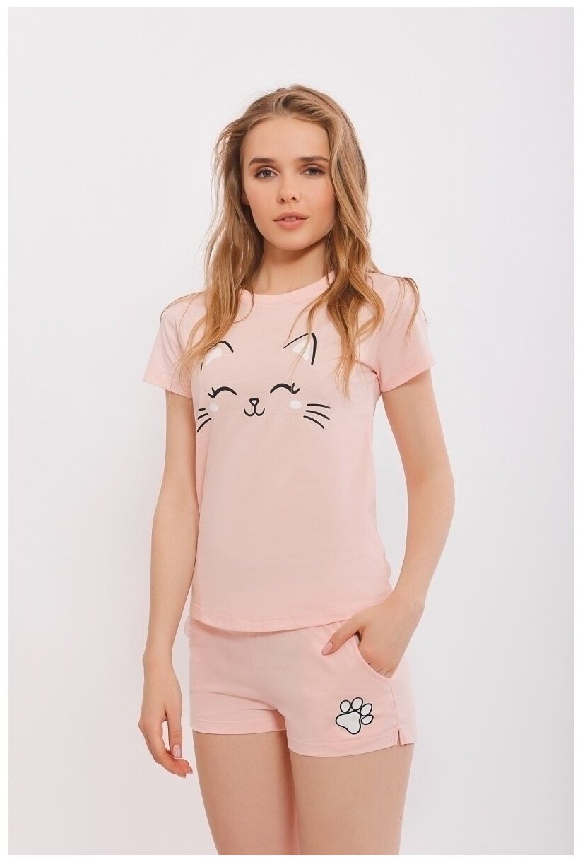 Пижама женская футболка и шорты хлопок с зайцем