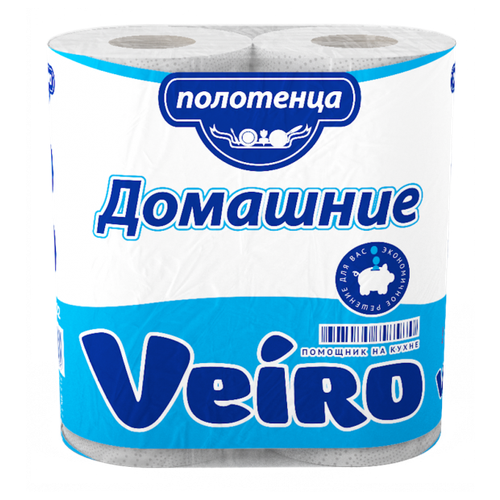 Купить Полотенца бумажные в рулонах Veiro Домашние , 2-слойные, 12, 5м/рул, тиснение, белые, 2шт., вторичная целлюлоза, Туалетная бумага и полотенца