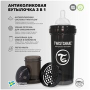 Детская антиколиковая бутылочка для кормления Twistshake,  260 мл, от 2 мес. Чёрный Супергерой