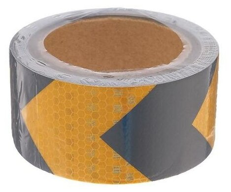 Светоотражающая лента, самоклеящаяся, черно-желтая, 5 см х 5 м./В упаковке шт: 1 - фотография № 2