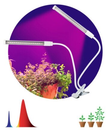 Светильник светодиодный для выращивания рассады Эра на прищепке, фиолетовый свет, 12 Вт - фотография № 2
