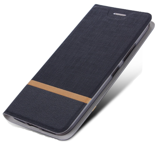 Чехол-книжка MyPads Con Striscia для iPhone 4S из ткани под джинсу и вставкой под кожу
