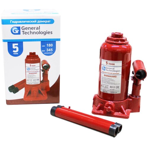 Домкрат гидравлический бутылочный General Technologies 5т 180-345 мм GT-B05