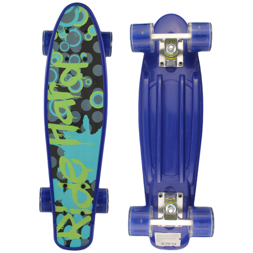 Скейтборд детский пластиковый с принтом широкие колеса PU со светом, стойка алюминиевая / пенниборд пенни борд голубой светящиеся колеса дека 55 см
