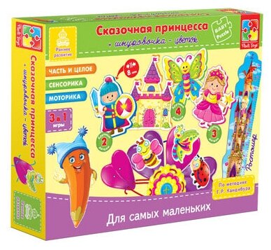 Пазл для самых маленьких Vladi Toys Принцесса и шнуровочка-цветок (рус.) ( VT1501-05) - фото №3