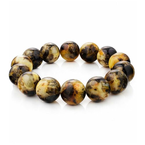 фото Amberholl браслет из формованного янтаря «шар текстурный пёстрый»