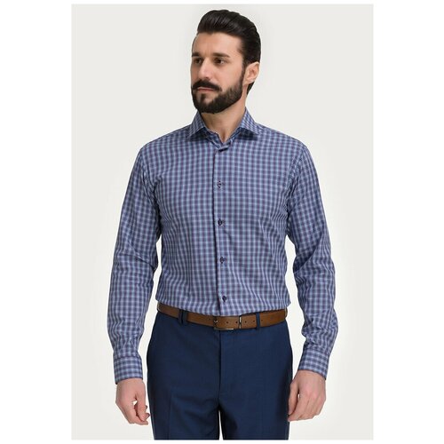 фото Рубашка мужская длинный рукав greg 265/131/122/z/1p_gb, полуприталенный силуэт / regular fit, цвет голубой, рост 164-172, размер ворота 44