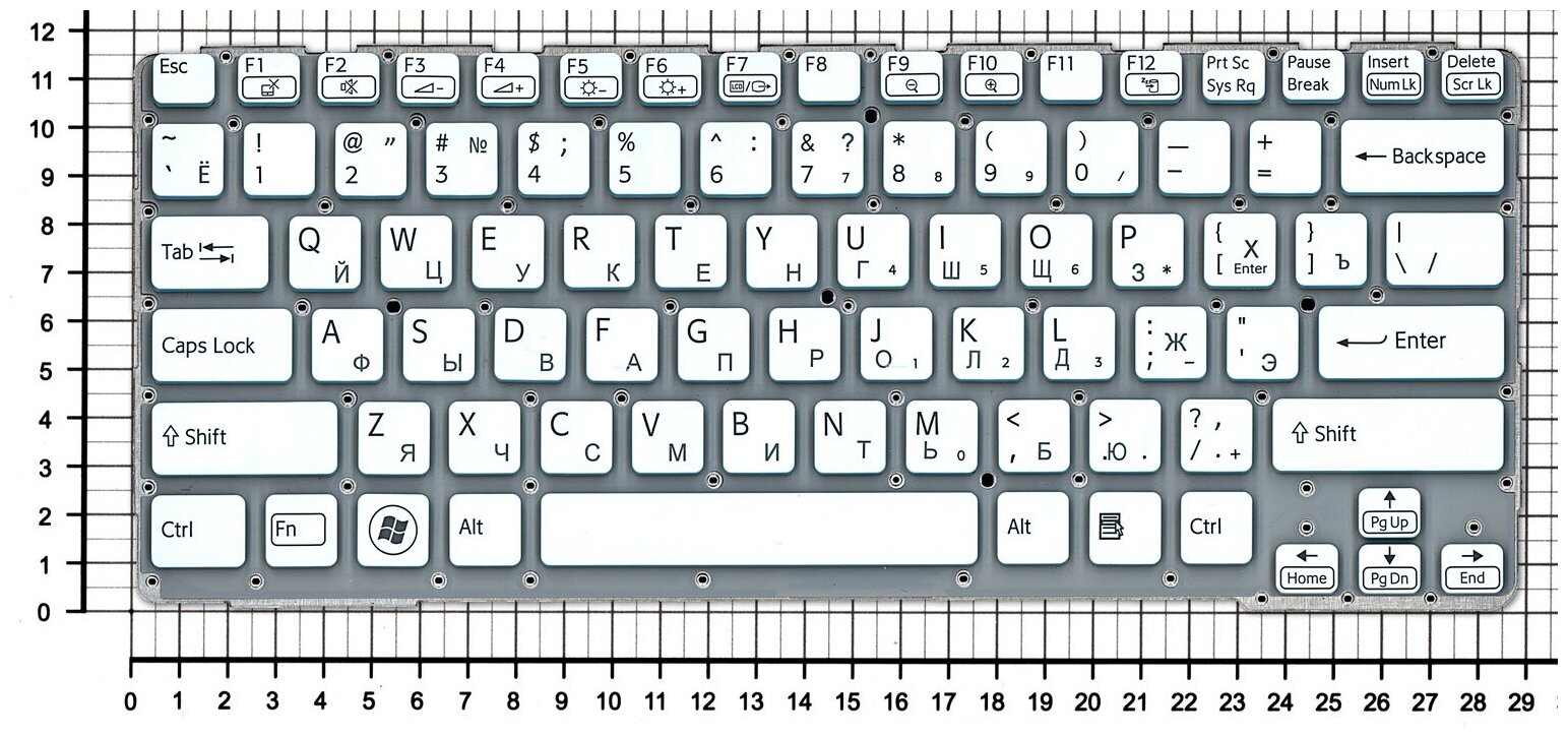Клавиатура для ноутбука Sony Vaio 9ZN6BBFF01 белая с голубым без рамки