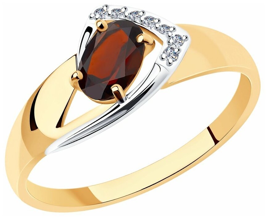 Кольцо Diamant, красное золото, 585 проба, гранат, фианит
