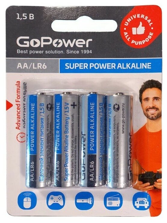 Батарейка GoPower LR6 AA 1.5V BL4