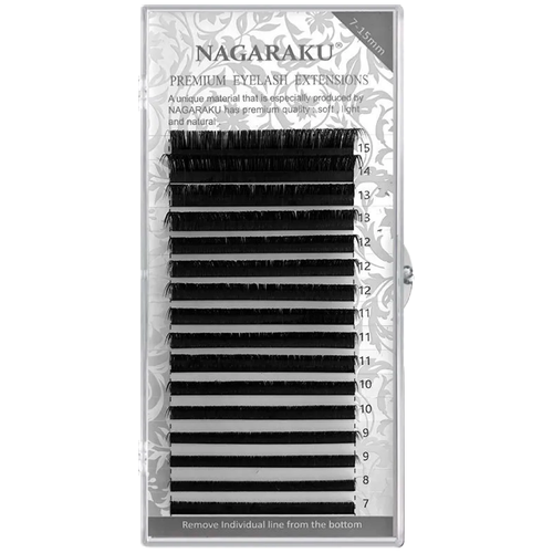 Купить Nagaraku Ресницы для наращивания черного цвета mix 0, 07 / N (M) / 7-15 мм / 16 линий микс изгиб Н (М), черный, искусственное волокно