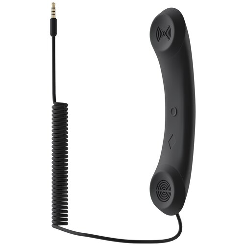 Телефонная трубка GSMIN Bellphone гарнитура с микрофоном для смартфона со станцией Mini Jack 3.5 мм (Черный)