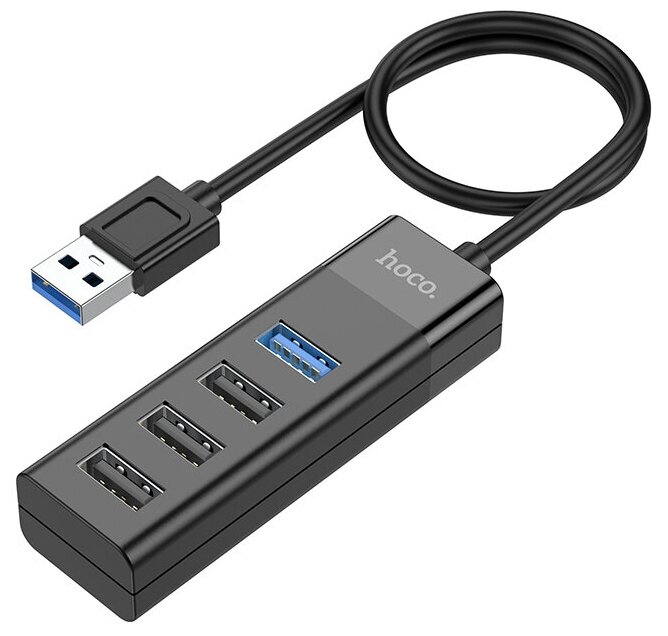 Переходник HOCO HB25 USB 3.0/2.0 HUB на 4 порта, черный