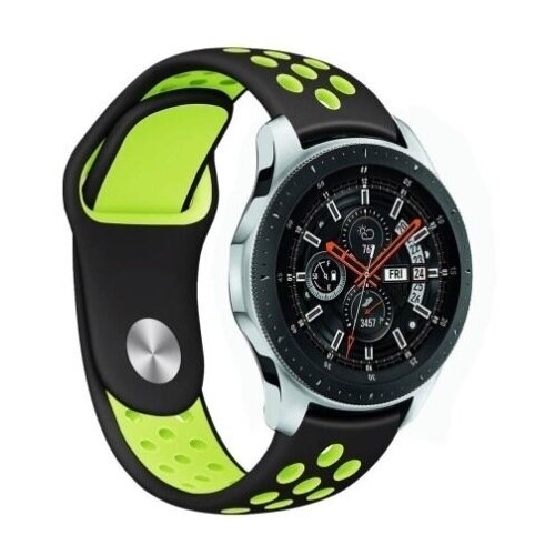 Универсальный спортивный ремешок для Huawei, Samsung, Garmin, 22 мм. черный/зеленый. силиконовый ремешок для часов sаmsung galaxy watch amazfit pace stratos 1 2 2s gtr 47 мм sport watch 22 мм серый