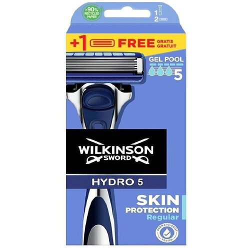 Wilkinson Sword Hydro 5 Skin Protection Regular / Бритвенный мужской станок с 2 сменными кассетами. многоразовый бритвенный станок wilkinson sword hydro 5 sensitive с 4 кассетами