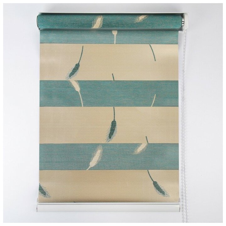 Штора рулонная «День-ночь. Колосок», 50×180 см (с учётом креплений 3,5 см), цвет бирюзовый - фотография № 2